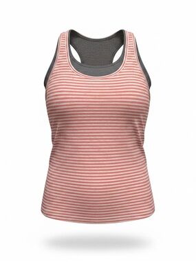 CALIA by Carrie Underwood Coral and White Striped Racerback Tank